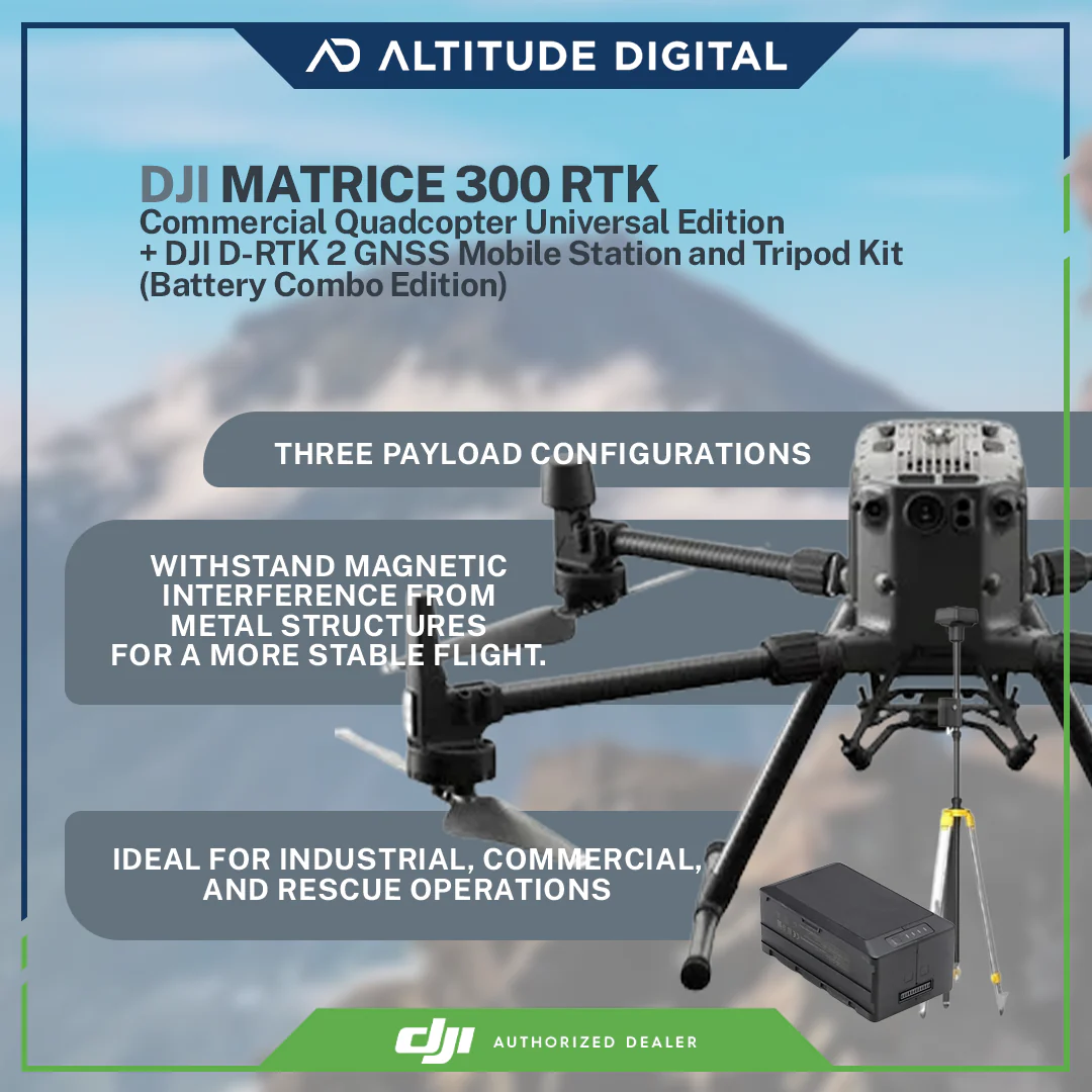 DJI Matrice 300 Commercial Quadcopter RTK Universal Edition (Battery Combo Edition) + DJI D-RTK 2 GNSS Mobile Station and Tripod Kit Drone - Image 9
