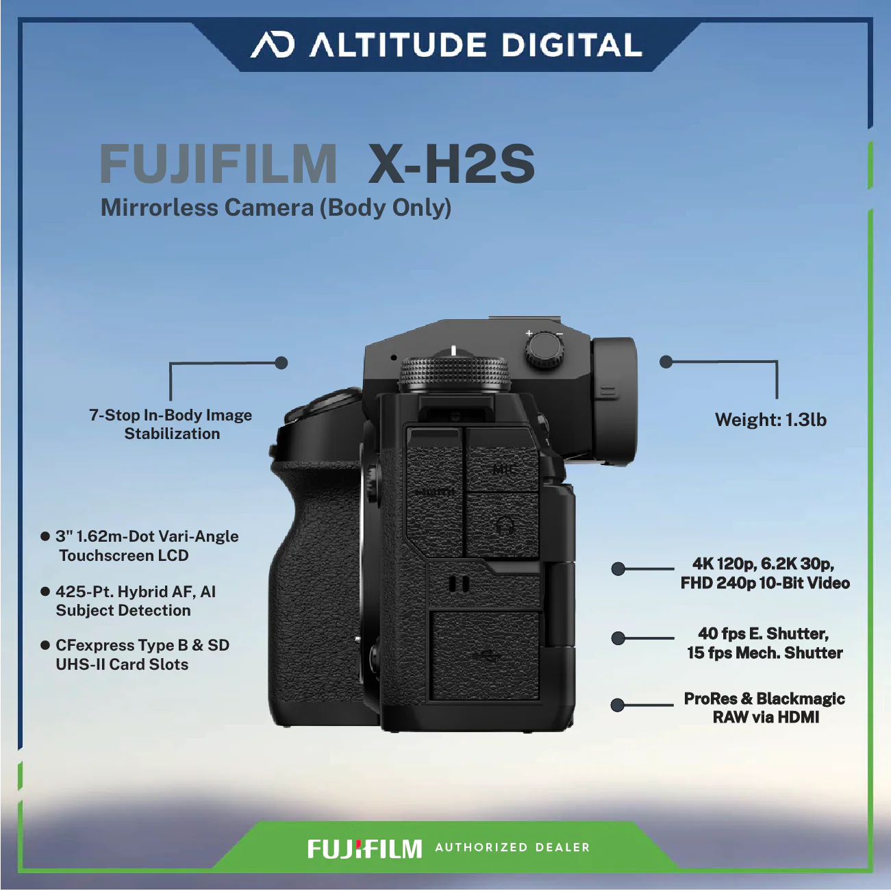 FUJIFILM X-H2S Mirrorless Camera with Sandisk Extreme SD 128GB - Image 7