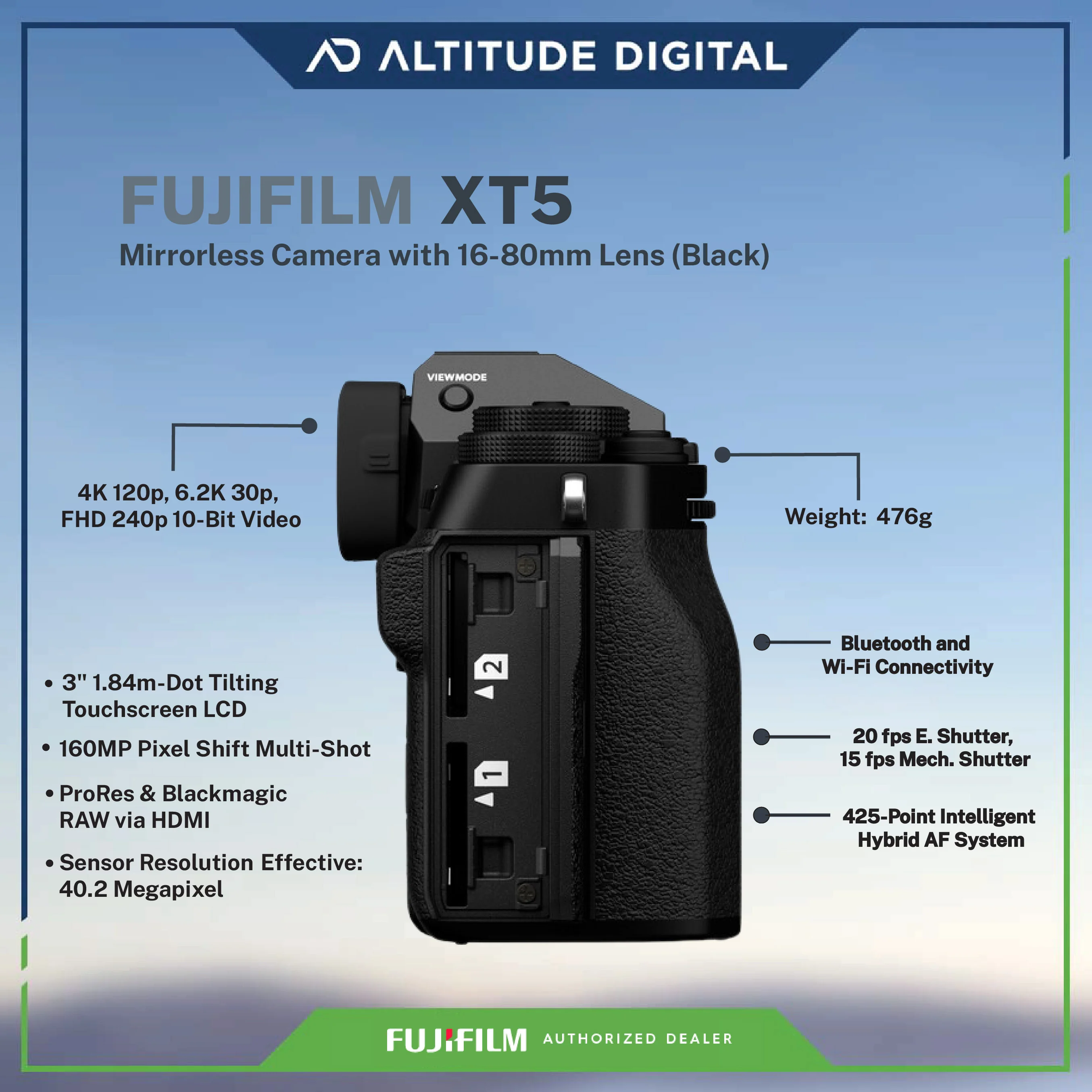 FUJIFILM X-T5 Mirrorless Camera with 16-80mm Lens (Black) - Image 7