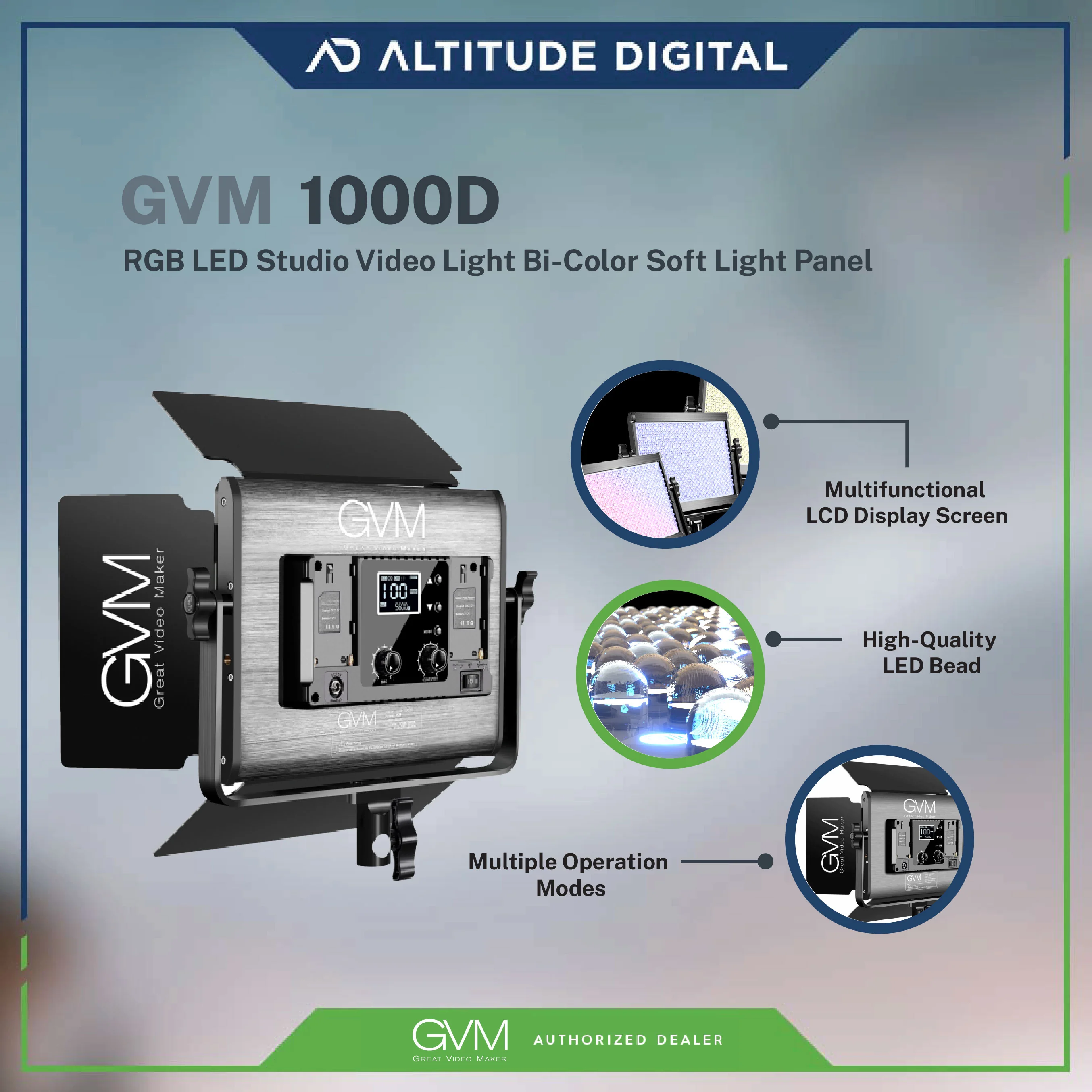 GVM 1000D 45W RGB LED Studio Video Light Bi-Color Soft Light Panel - Image 6