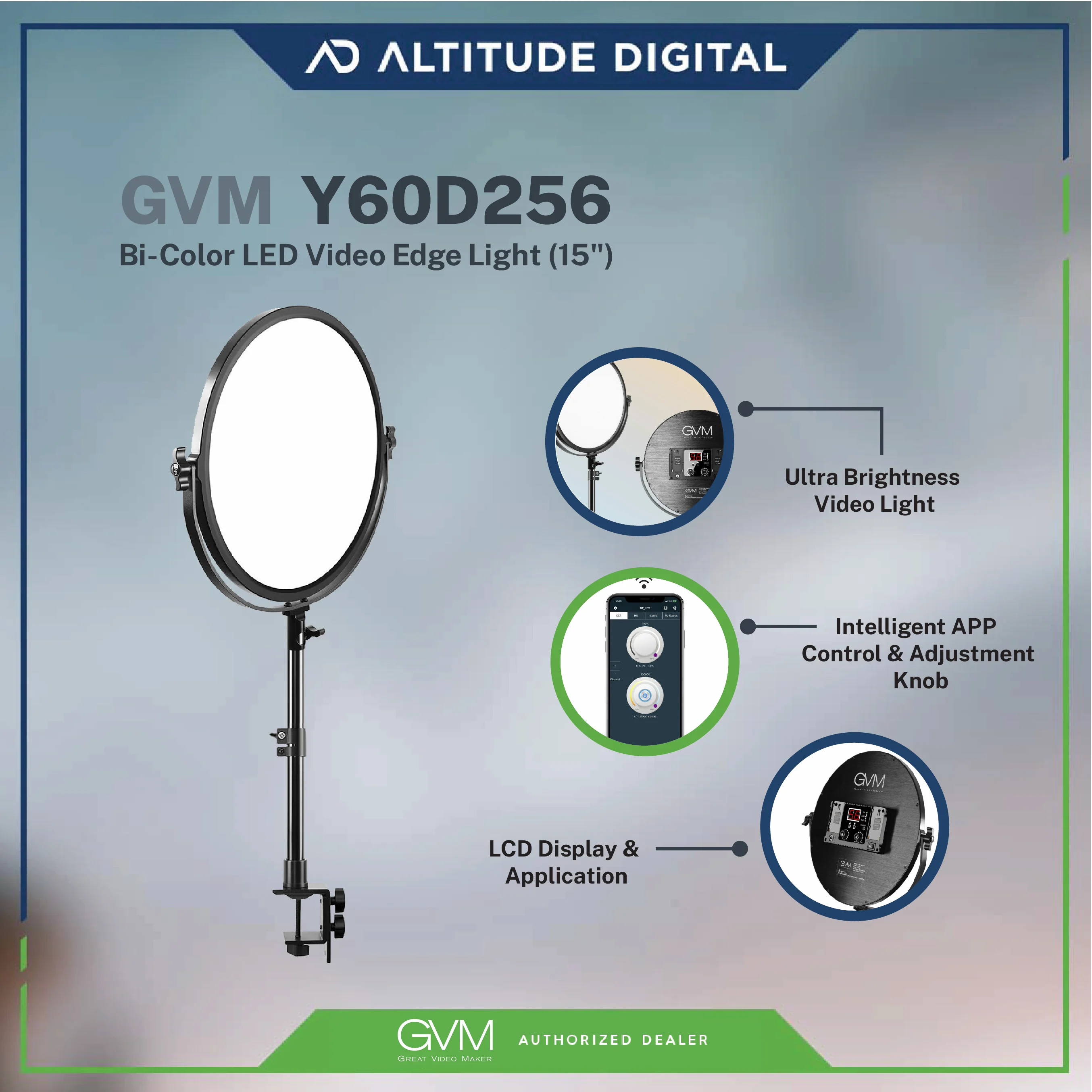 GVM-Y60D 60W Soft Light Bi-Color LED Key Light (15") - Image 6