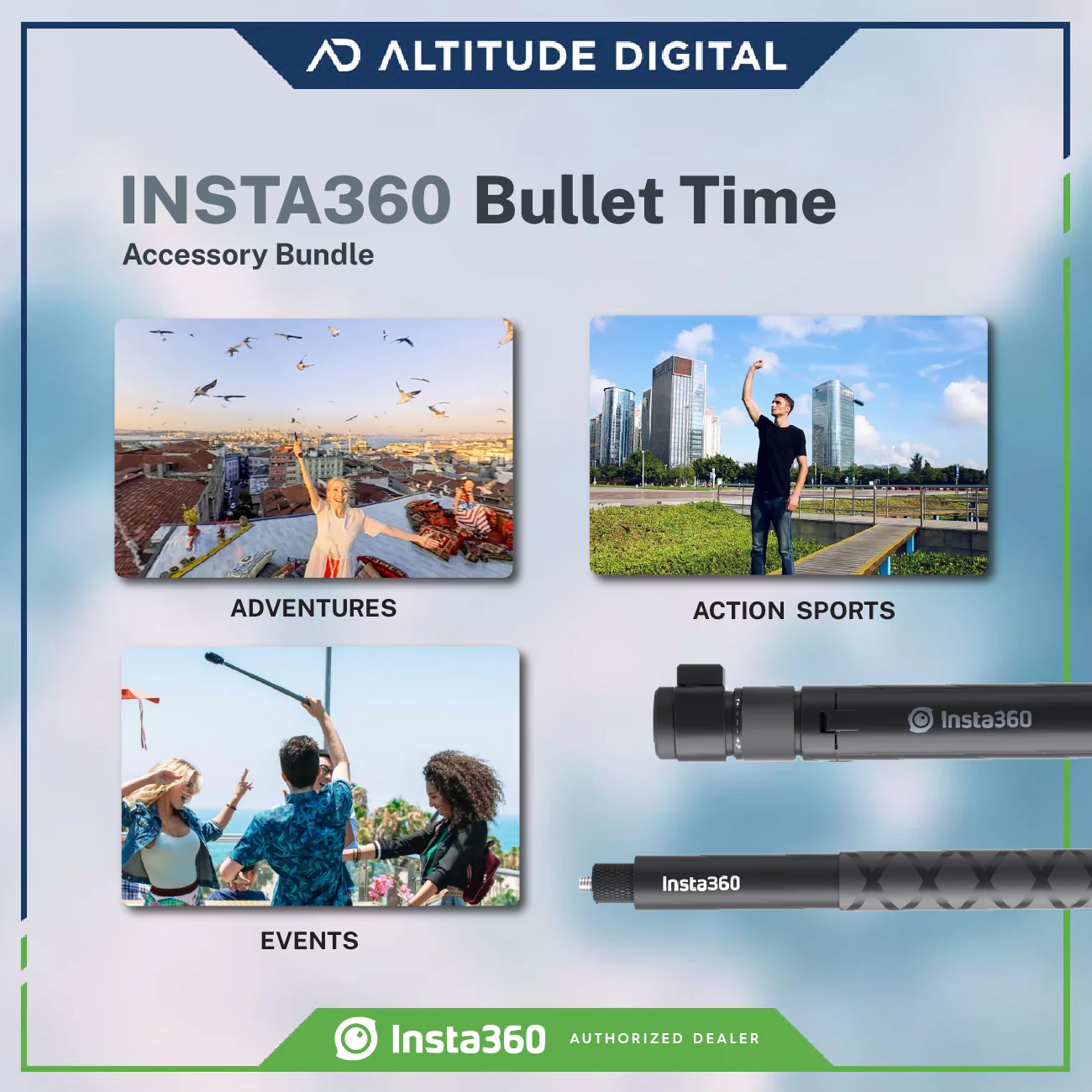 Insta360 Bullet Time Accessory Bundle for ONE X Camera (Handle/Tripod, Selfie Stick) - Image 3