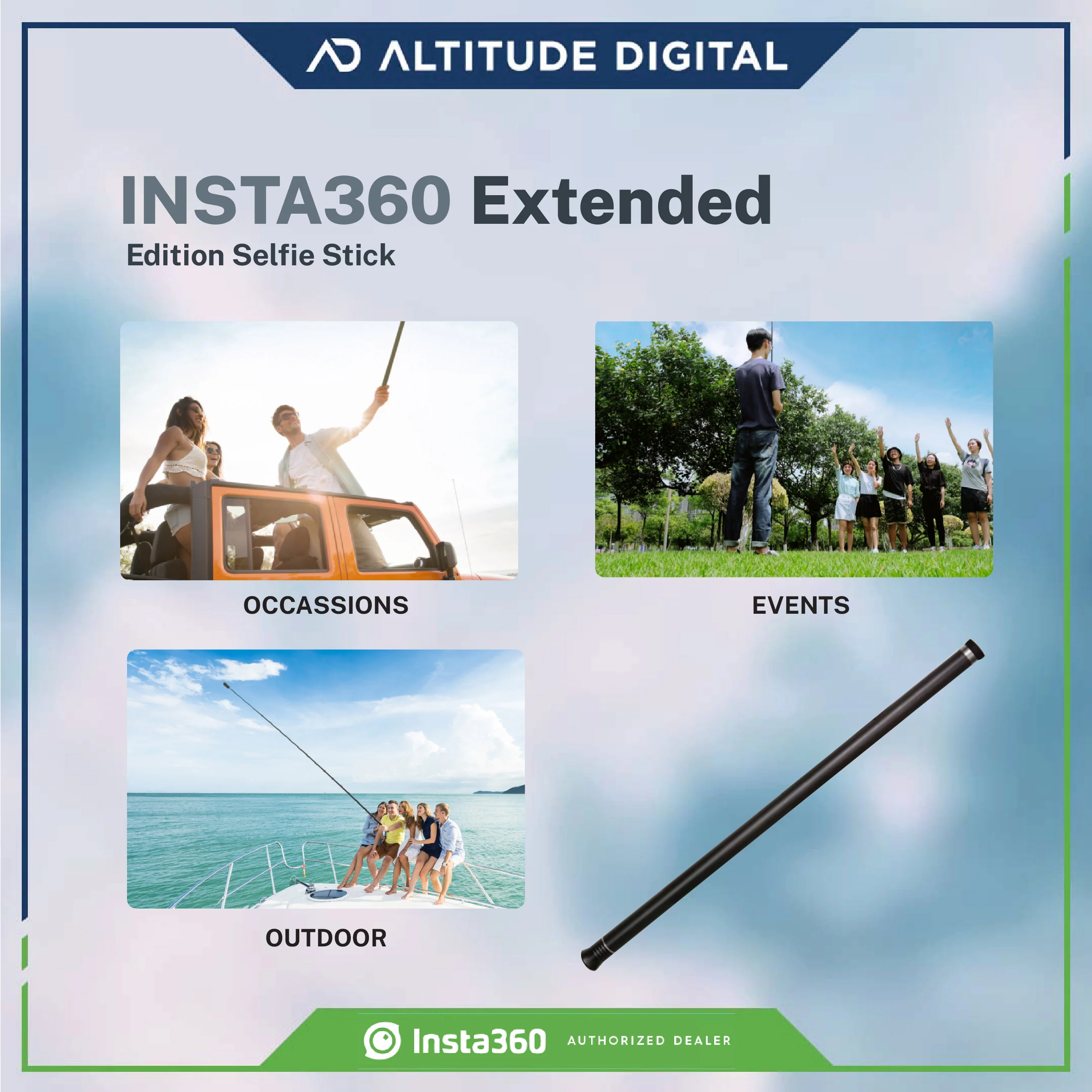 Insta360 Extended Selfie Stick for ONE X and ONE Cameras - Image 2