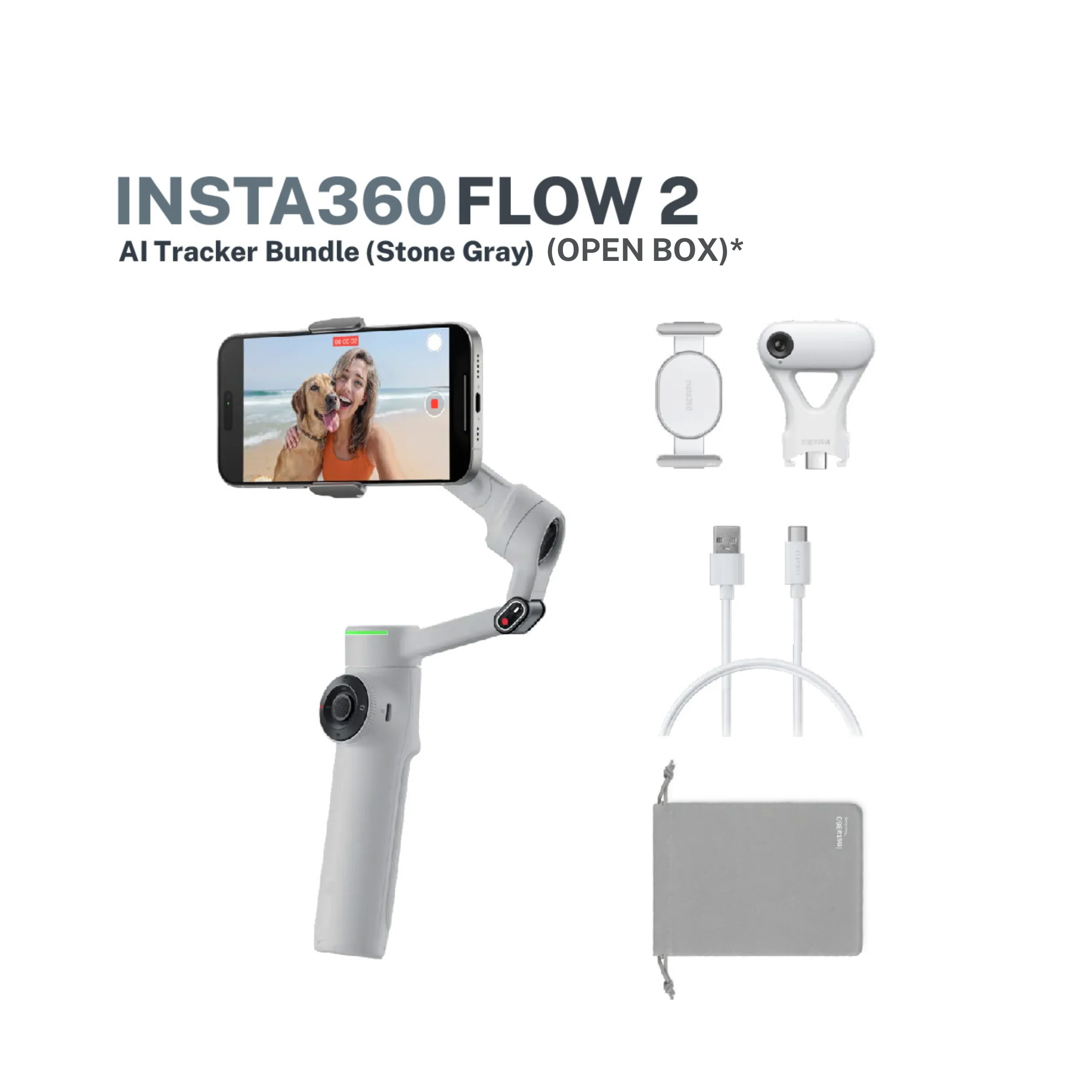 Insta360 Flow 2 AI Tracker Bundle/ Stone Gray (Open Box)