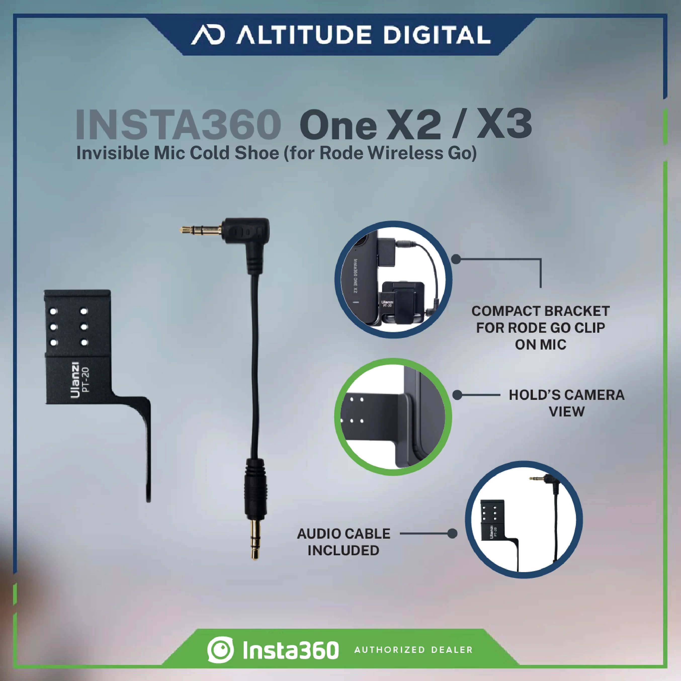 Insta360 ONE X2/X3/X4 Invisible Mic Cold Shoe (for Rode Wireless Go) - Image 5