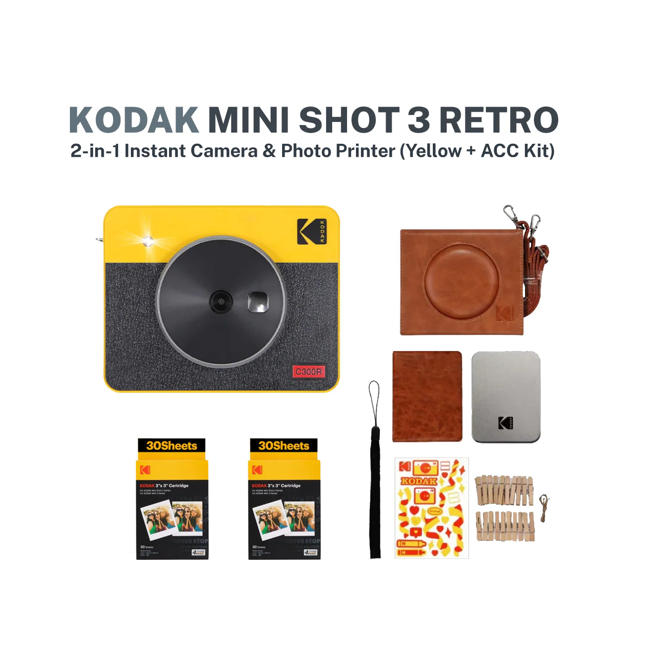 Kodak Mini Shot 3 Retro 2 in 1 Instant Camera & Photo Printer (Yellow) - Image 3