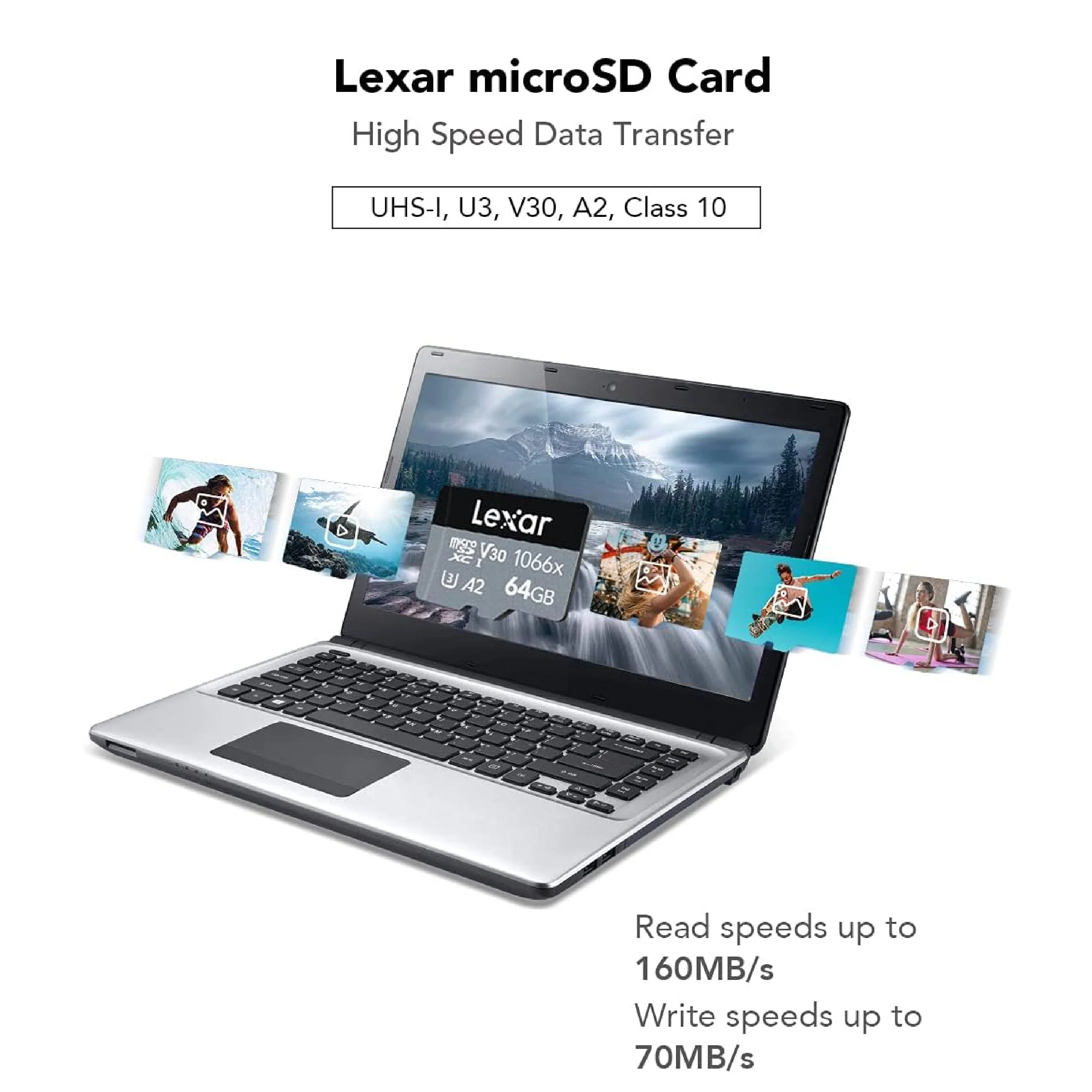 Lexar 64GB microSDXC UHS-I Professional Silver U3 V30 Card - Image 2