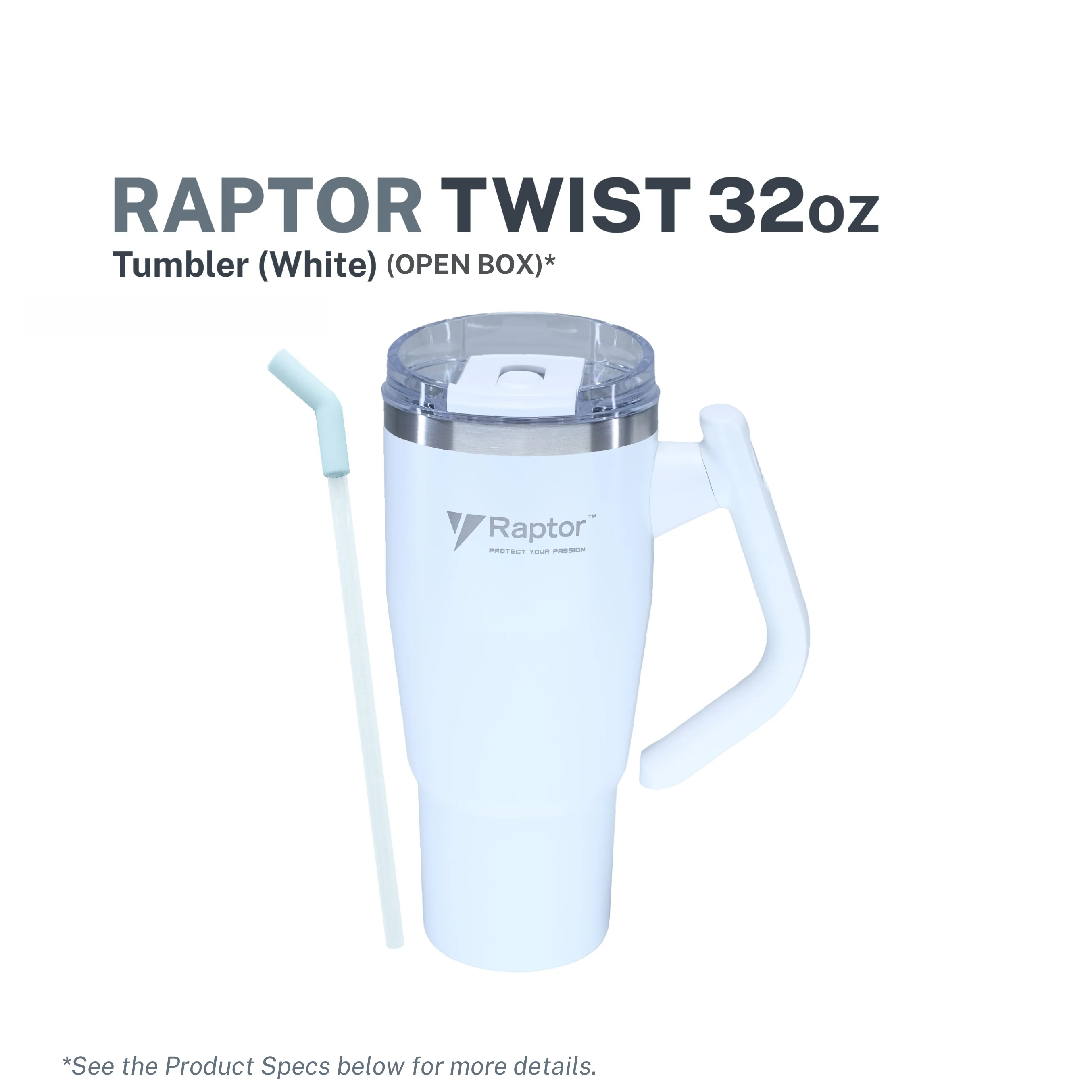 Raptor Drinkware Twist Tumbler 32oz - White (Open Box)