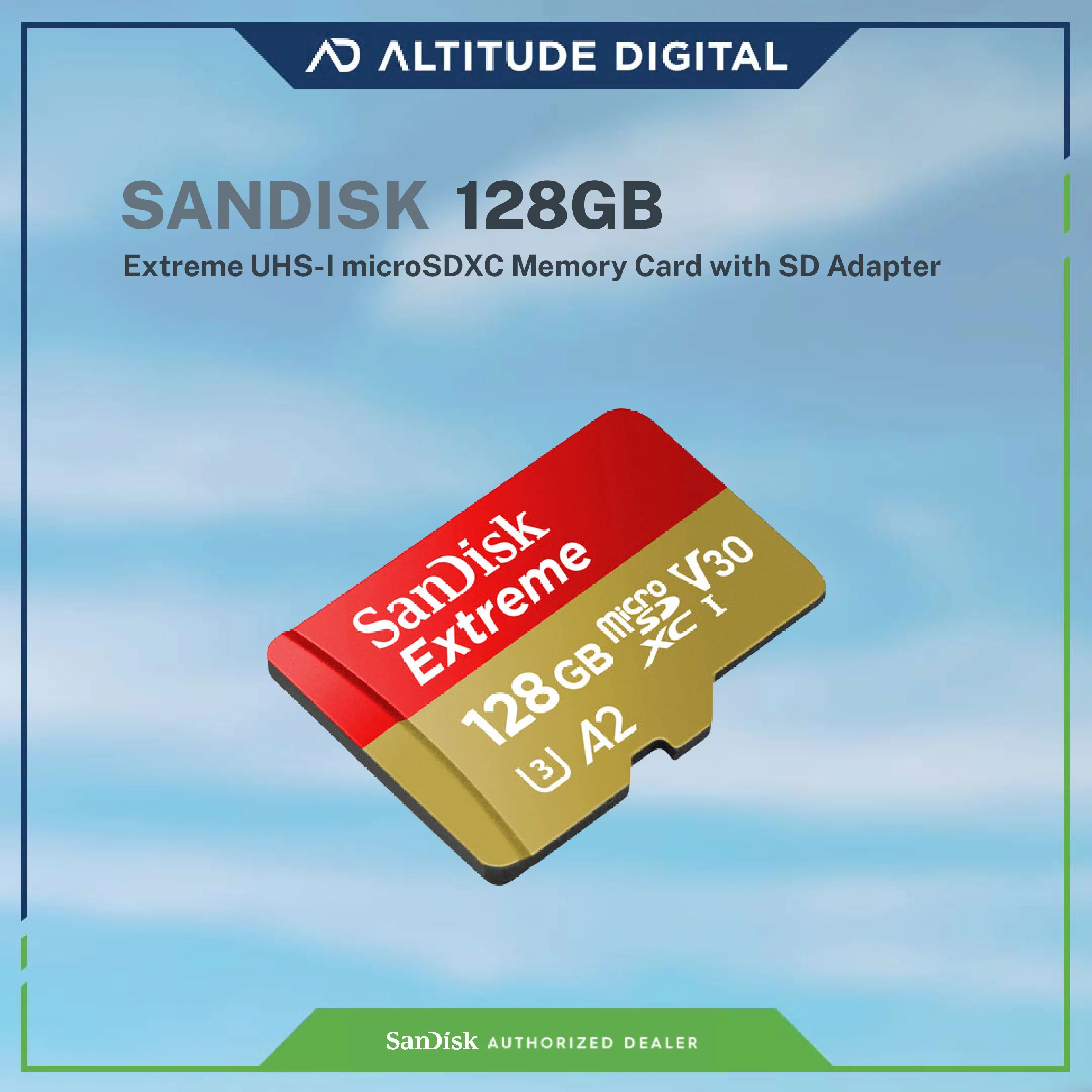 SanDisk Extreme microSDXC, SQXAA 128GB w/ SD Adapter - Image 2