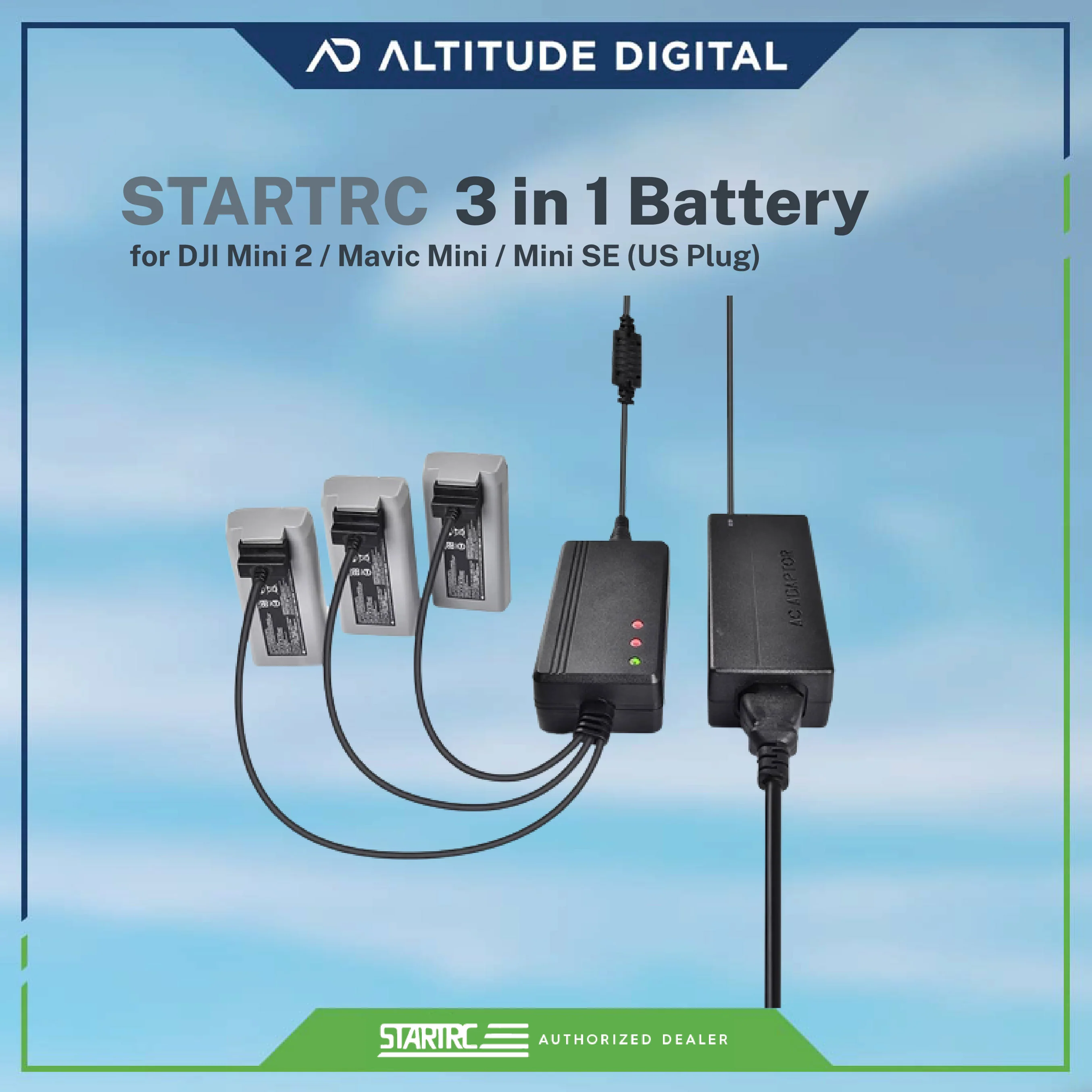 STARTRC 3 in 1 Battery Charger for DJI Mini 2 / Mavic Mini / Mini SE (US Plug) - Image 3