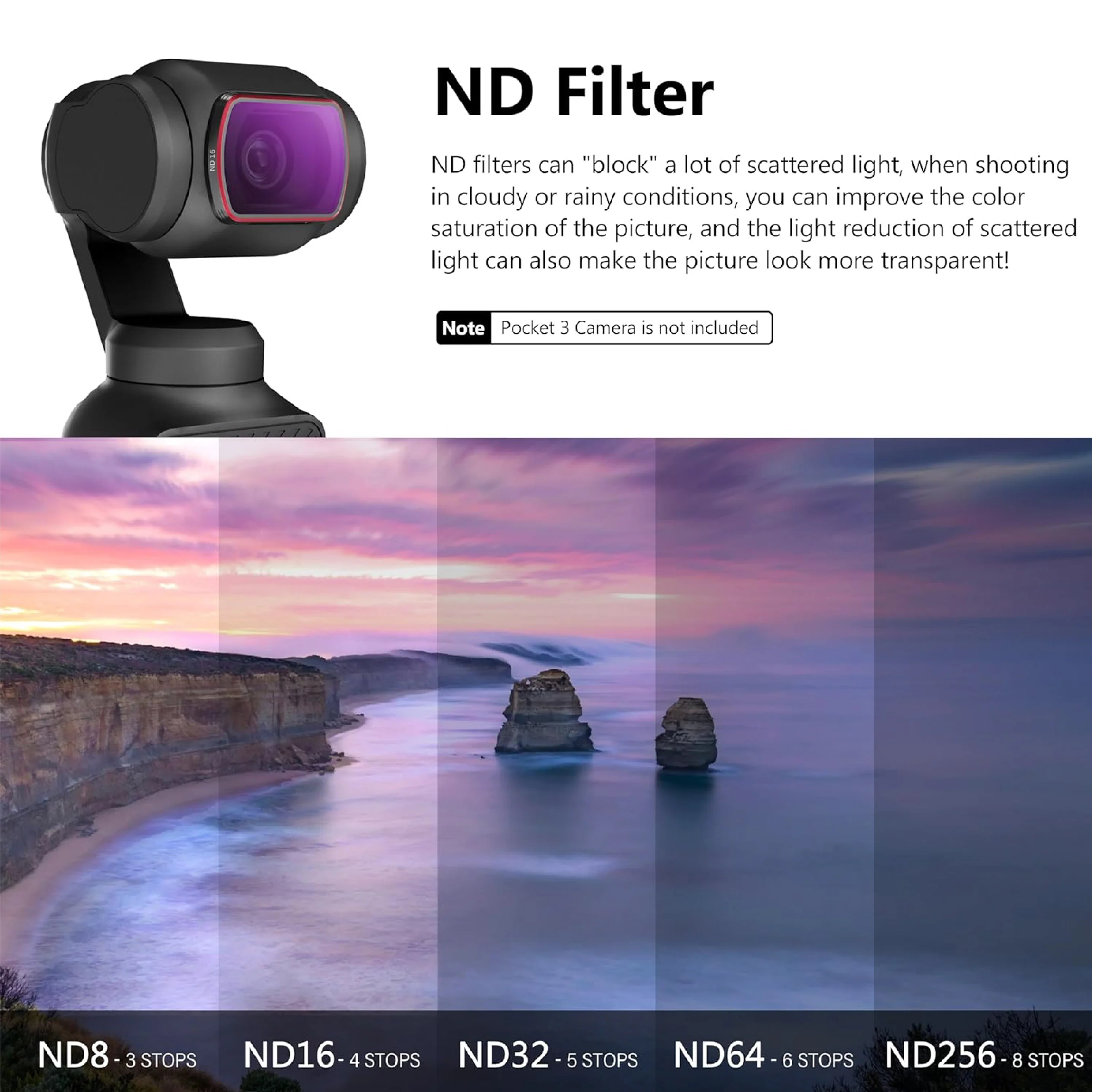 STARTRC Filters for DJI Pocket 3 CPL/ND8/ND16/ND32/ND64/ND256 (6 sets pack) - Image 3