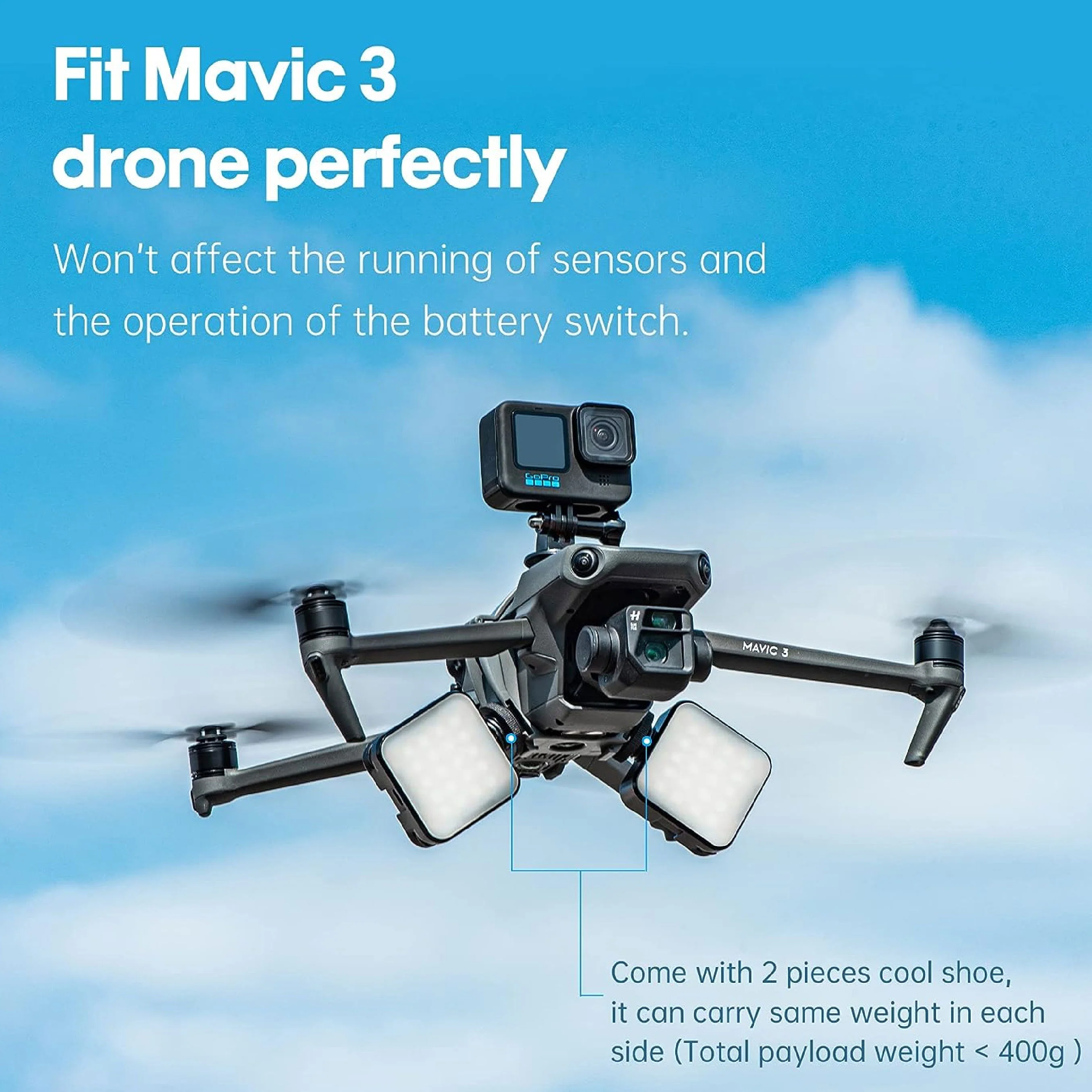 STARTRC Camera Mount Holder for DJI Mavic 3 / Mavic 3 Pro / Mavic 3 Classic - Owl Search Light - Image 3